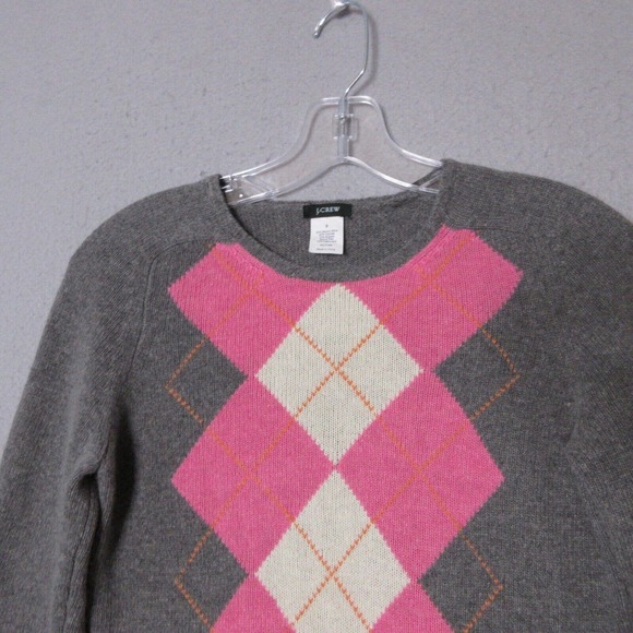 J Crew Sweater Y2K Academia Argyle Merino Wool Angora Cashmere - Picture 2 of 10